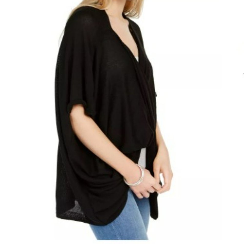 Save The Ocean Recycled front Knit Twist Poncho 98% recycled Black New ONE SIZE